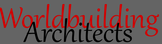 A rectangular logo showing "Worldbuilding" in red overtop the word "Architects" in black with a gray background.