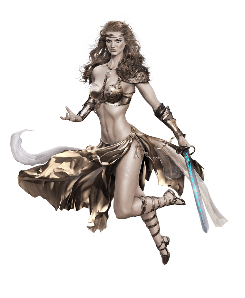 Sexy woman warrior with revealing armor/outfit