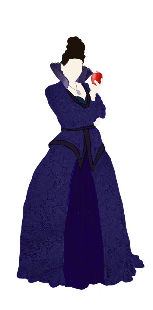 A painting of an Evil Queen without a face, holding an apple